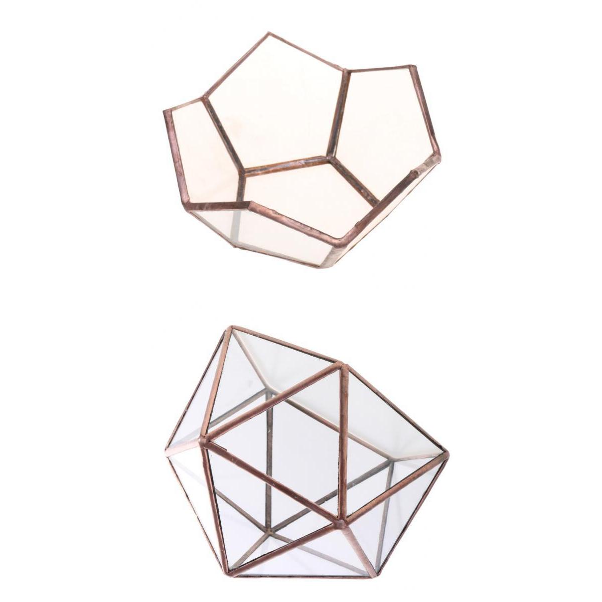 2pcs Set Clear Glass Geometric Terrarium Box Plant Planter Table Decor Favor