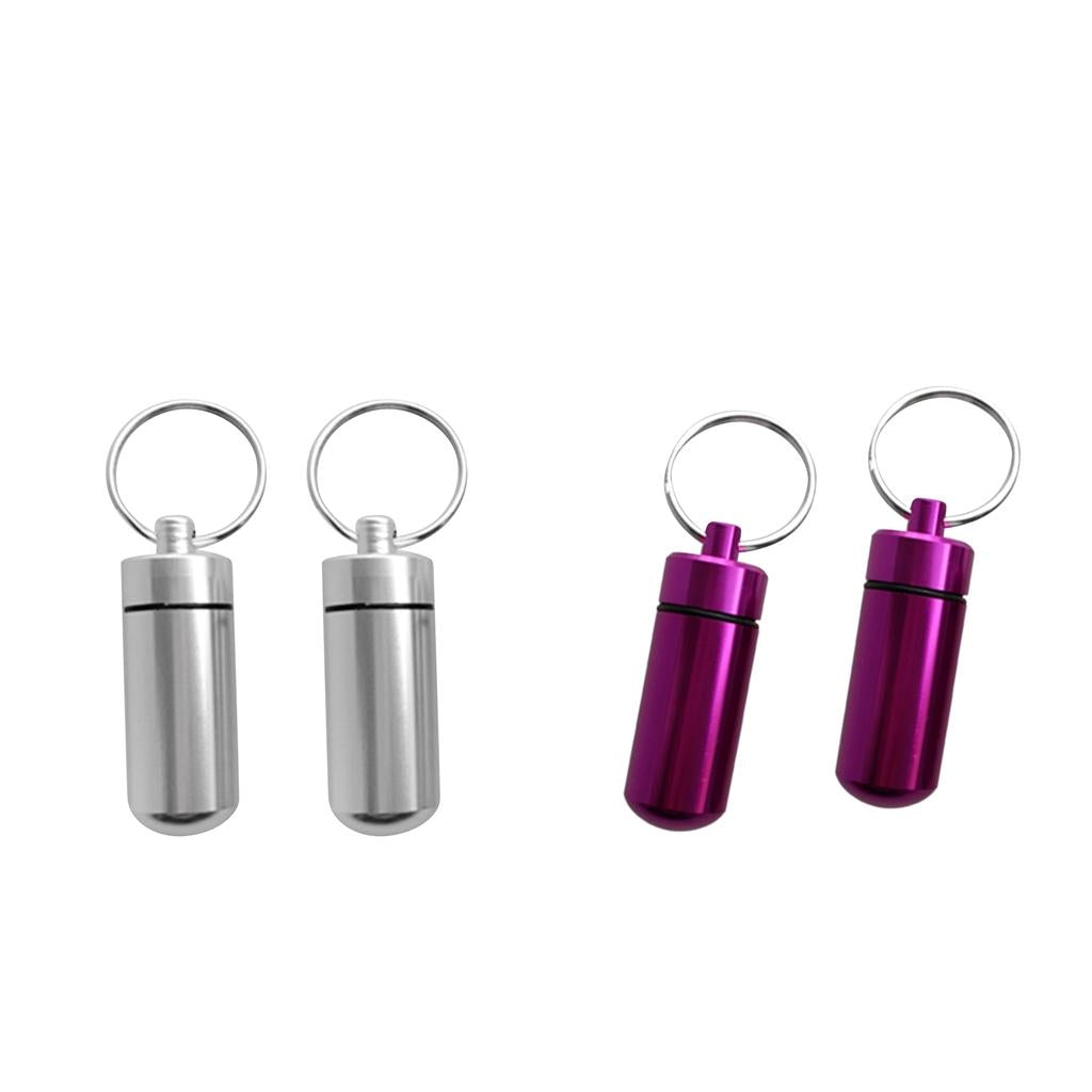 4x Portable Waterproof Pill Case Keychain Storage Box Pill Container Keyring