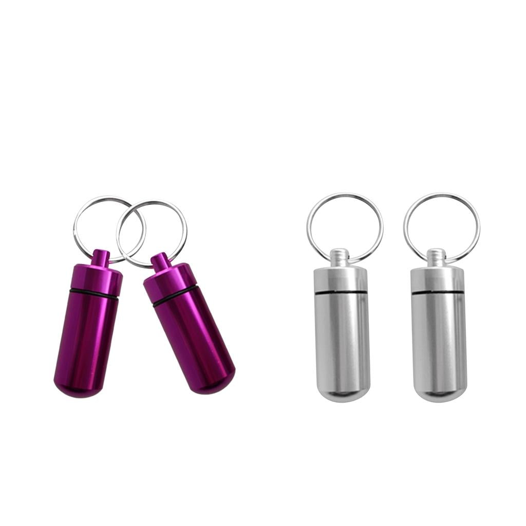 4x Portable Waterproof Pill Case Keychain Storage Box Pill Container Keyring