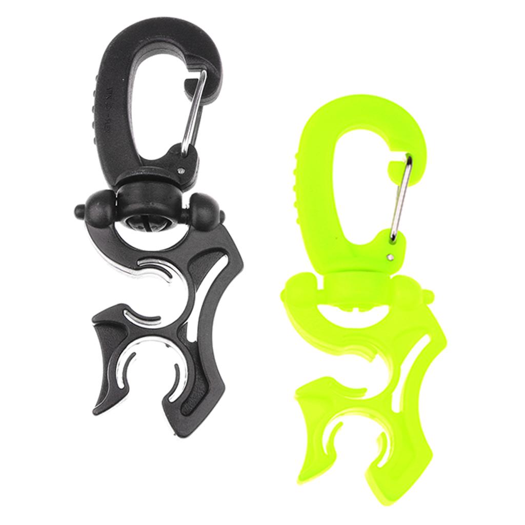 2Pcs Scuba Diving Underwater Plastic Double BCD Hose Holder with Clip Hook