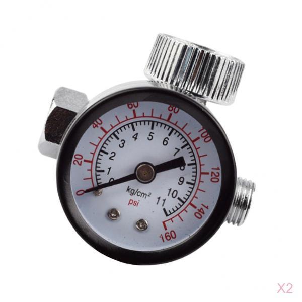 2Pcs 1/4 Spray Air Regulator with Pressure Gauge Valve Pressure Switch"