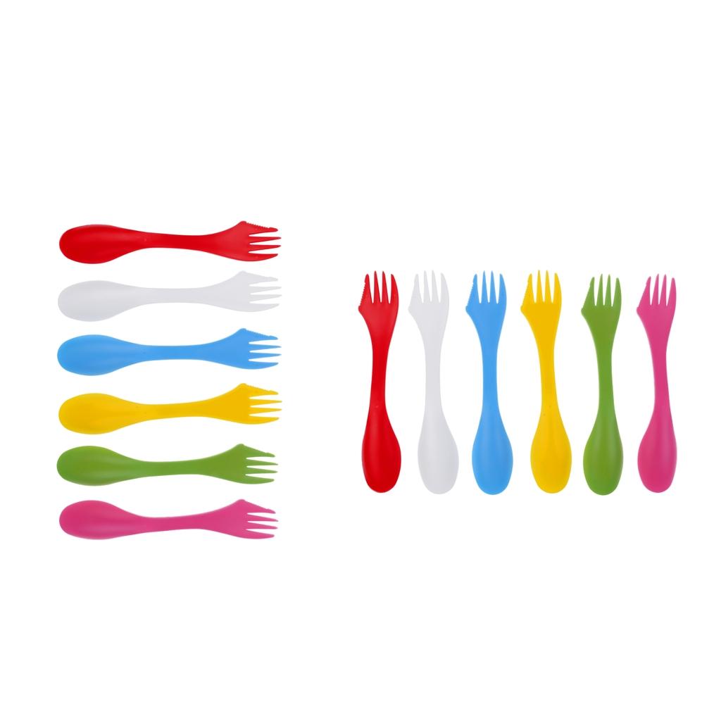 12 Pcs / Set Camping Utensils Spork Combo Travel Gadget Spoon Fork Cutlery