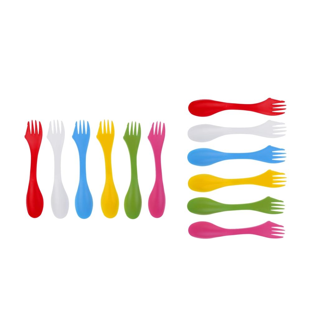 12 Pcs / Set Camping Utensils Spork Combo Travel Gadget Spoon Fork Cutlery