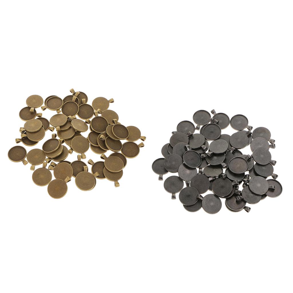 100pcs Blank Round Bezel Tray Base 25mm Cabochon Pendant DIY Findings Craft