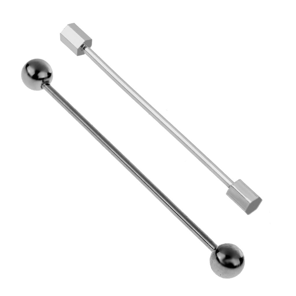 2 Pieces Skinny Pin Barbell Collar Tie Clip Clasp Bar Necktie Tie Wedding