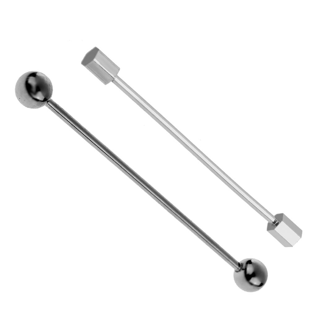 2 Pieces Skinny Pin Barbell Collar Tie Clip Clasp Bar Necktie Tie Wedding