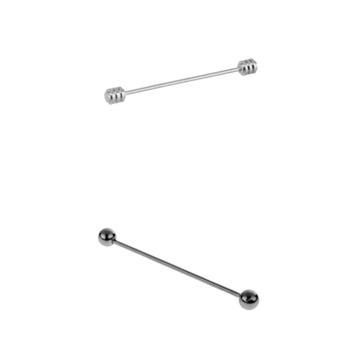 2 Pieces Round Barbell Pin Collar Lapel Tie Clip Bar Mens Fashion Wedding