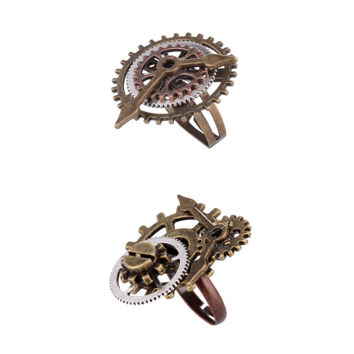 2 Pieces Vintage Steampunk Watch Part Gears Men Women Rings Jewelry 17mm