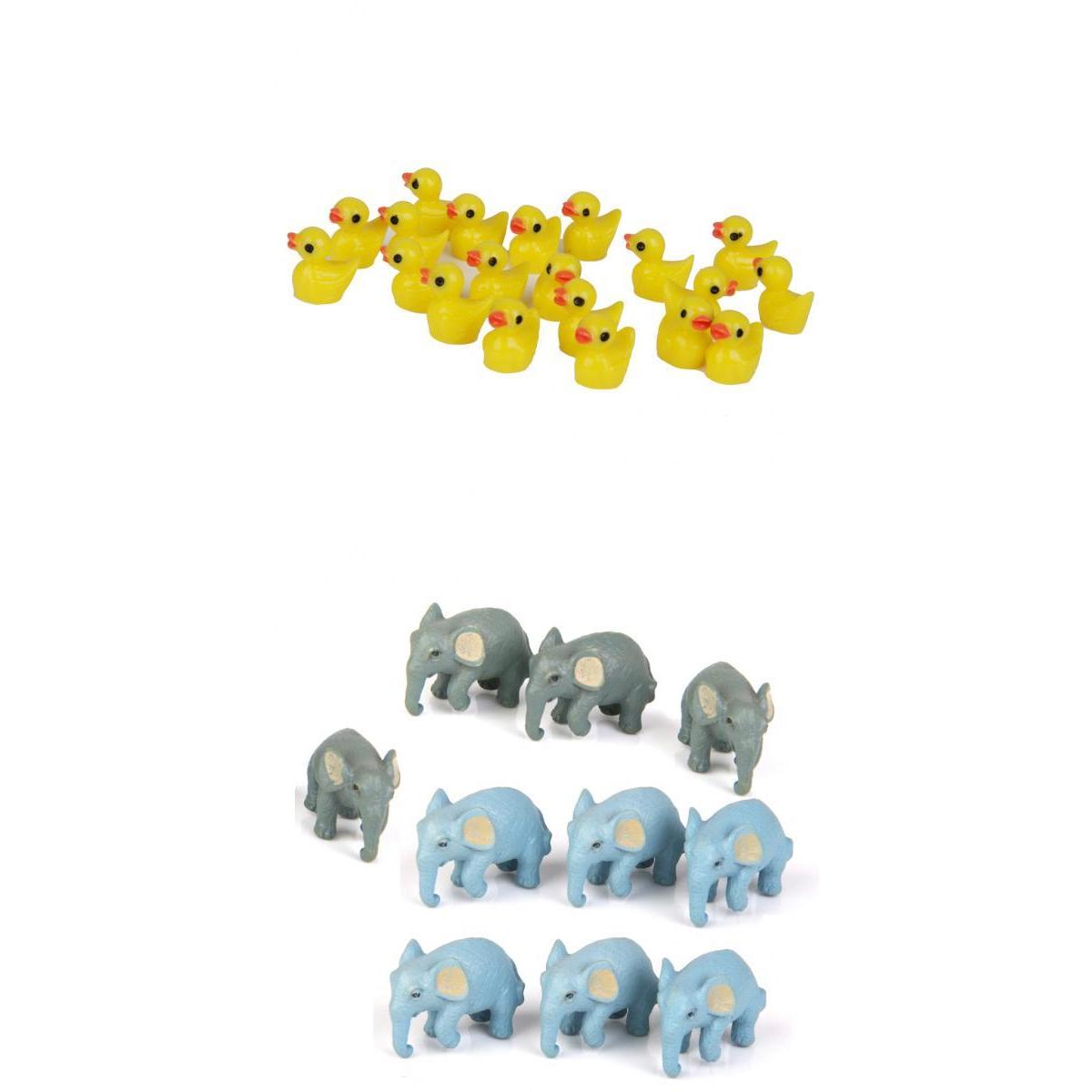 30pcs Miniature House Garden Natural Statue Elephant and Yellow Duck Shaped