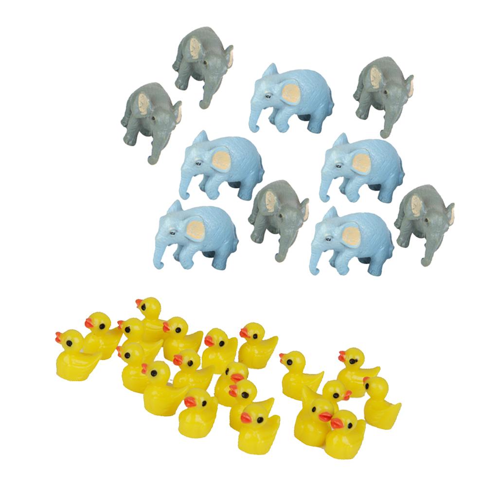 30pcs Miniature House Garden Natural Statue Elephant and Yellow Duck Shaped