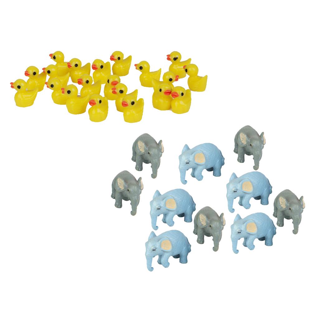30pcs Miniature House Garden Natural Statue Elephant and Yellow Duck Shaped