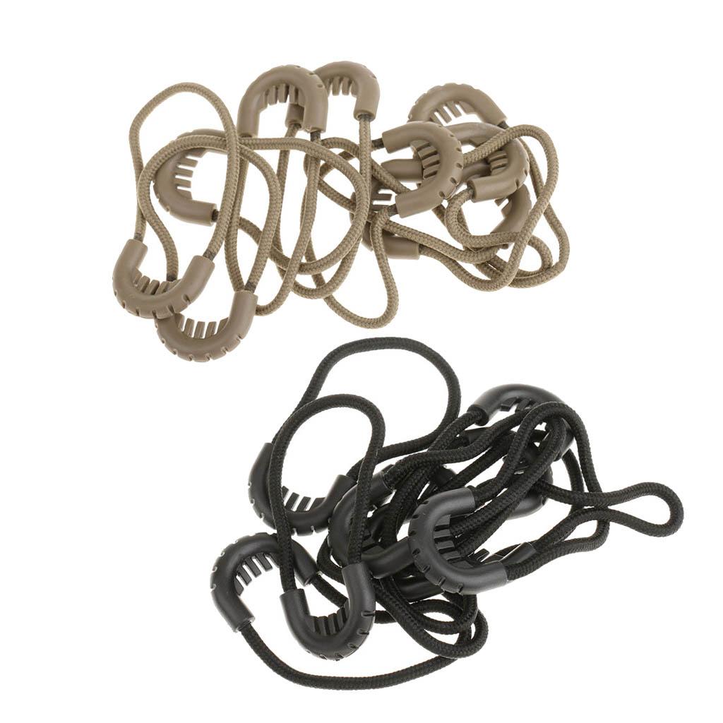 20pcs Zipper Pulls Cord Rope Ends Lock Zip Fastener for Jacket Bag Tan/Black