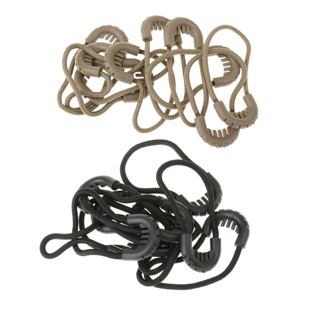20pcs Zipper Pulls Cord Rope Ends Lock Zip Fastener for Jacket Bag Tan/Black