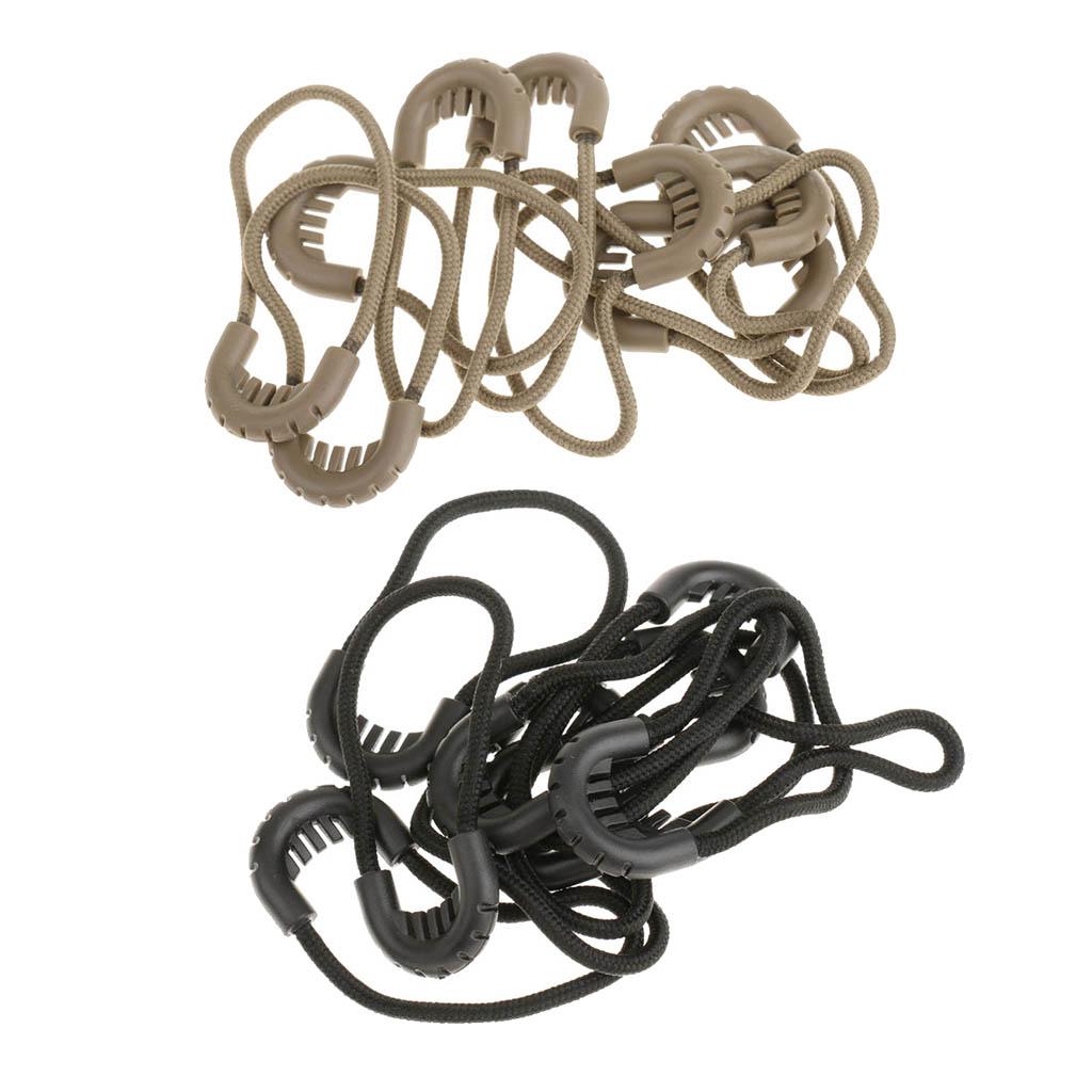20pcs Zipper Pulls Cord Rope Ends Lock Zip Fastener for Jacket Bag Tan/Black