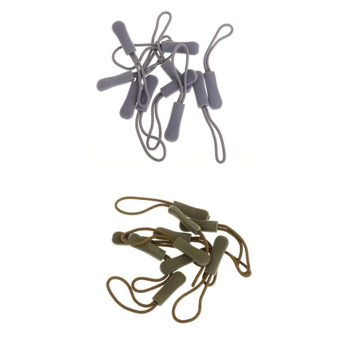 20pcs Non-slip Zipper Pull Cord Zip Puller Zip Fastener Buckle Grey/Green