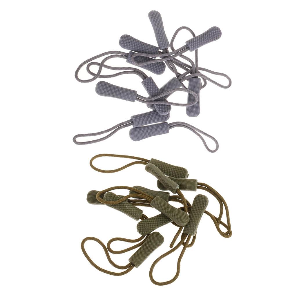 20pcs Non-slip Zipper Pull Cord Zip Puller Zip Fastener Buckle Grey/Green