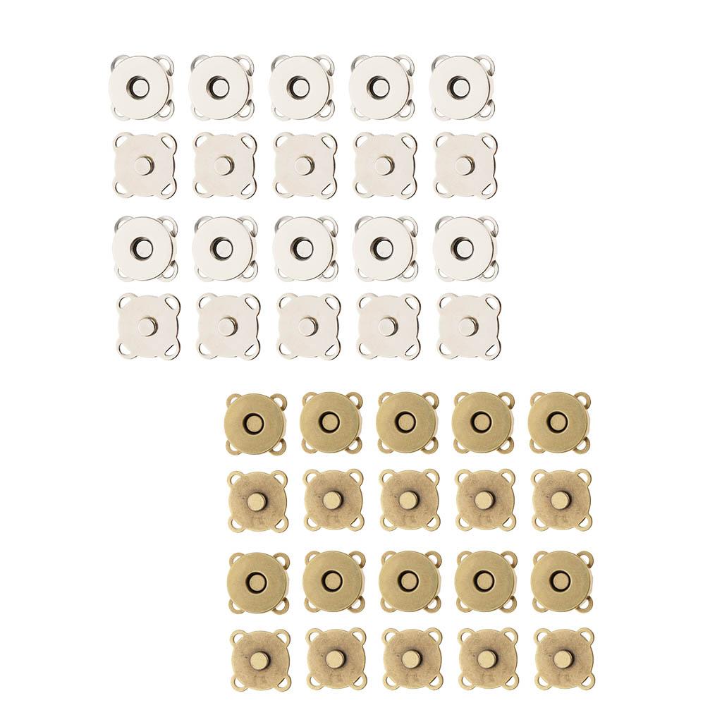 20 Sets Sew In Magnetic Bag Clasps for Craft Clothing Bag DIY 14mm