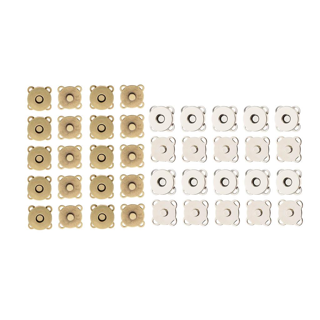 20 Sets Sew In Magnetic Bag Clasps for Craft Clothing Bag DIY 14mm