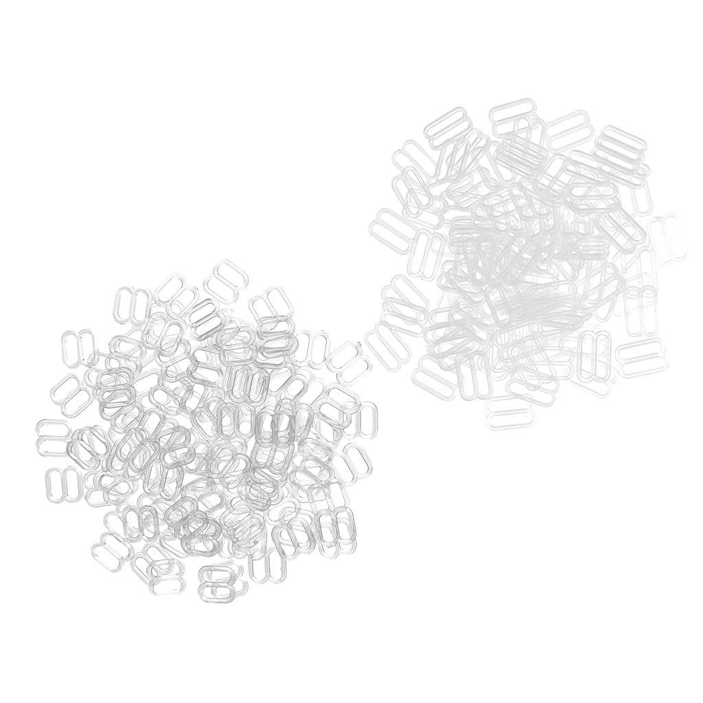 200 Pieces Clear Plastic Bra Lingerie Strap Clips Hook Slider Buckle 8/15mm