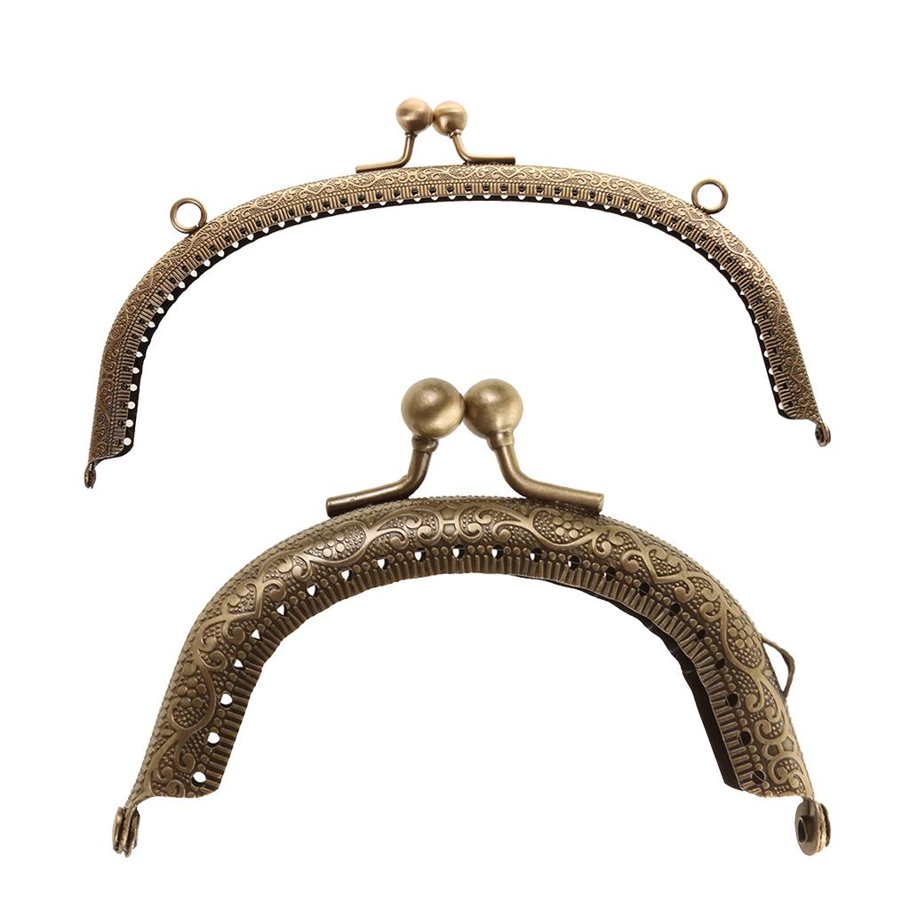2pcs Retro Metal Flower Purse Bag DIY Craft Frame Kiss Clasp Arch Lock DIY