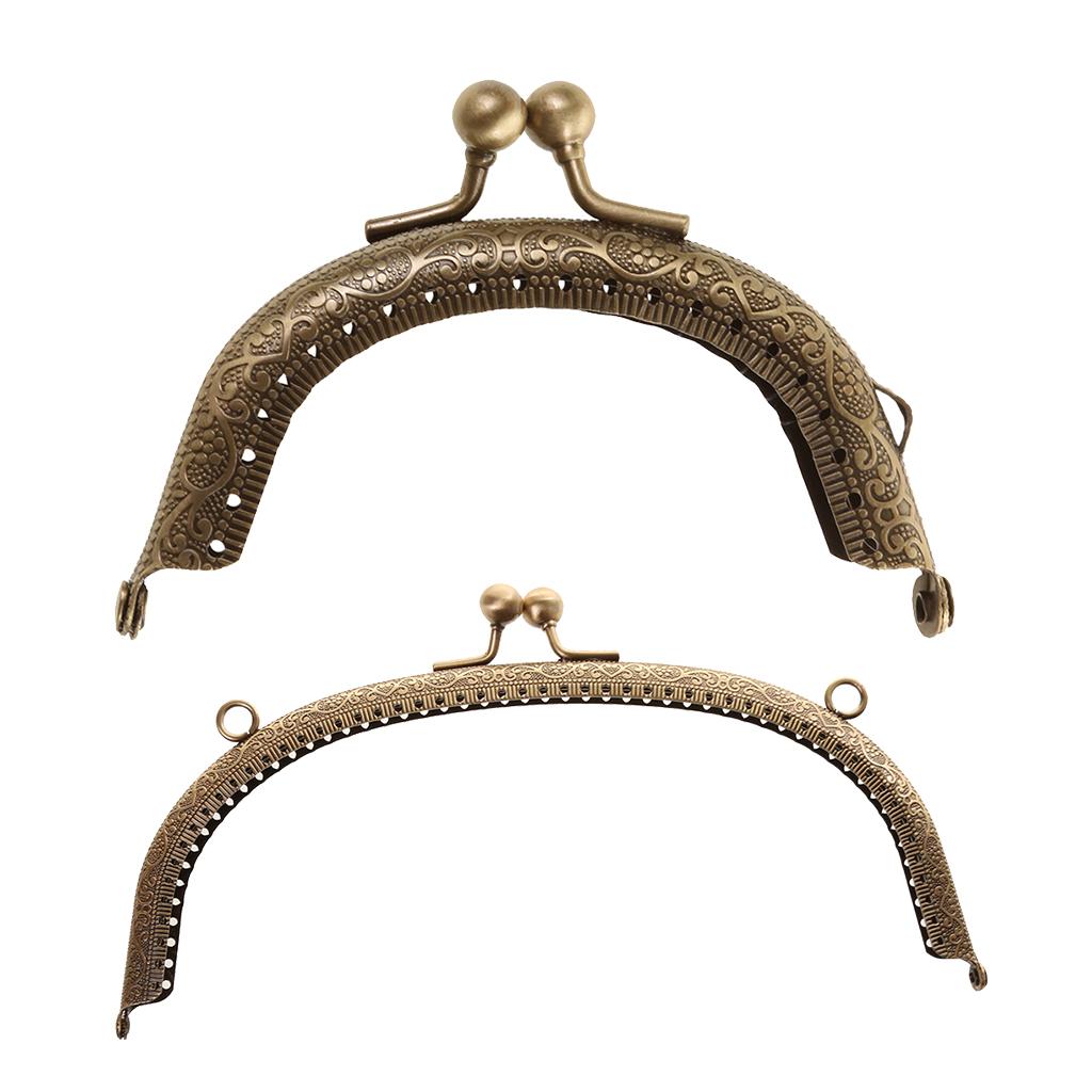 2pcs Retro Metal Flower Purse Bag DIY Craft Frame Kiss Clasp Arch Lock DIY