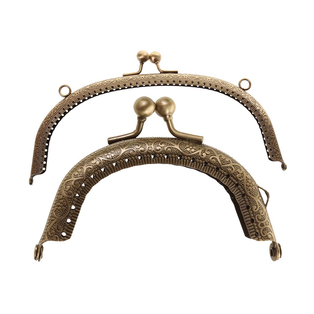 2pcs Retro Metal Flower Purse Bag DIY Craft Frame Kiss Clasp Arch Lock DIY