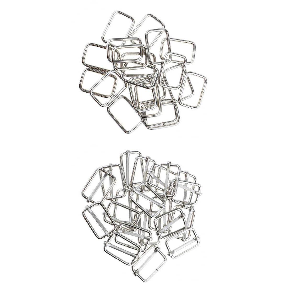 40 Pieces Metal Adjustable Buckle Connector for Bag Strap 25x16x2.8mm Silver