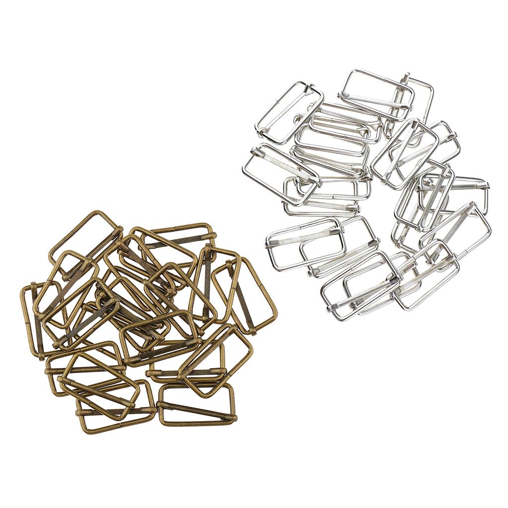 40 Pieces Metal Adjustable Buckle Connector for Bag Strap 32x16x2.8mm