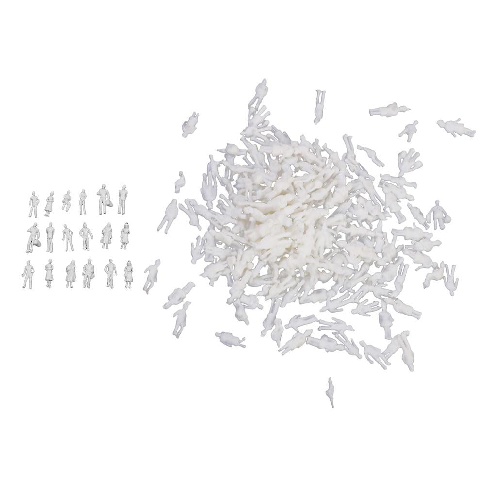 100PCS White / Light Grey Model Train People Figures Scale TT 1:200 &1:100