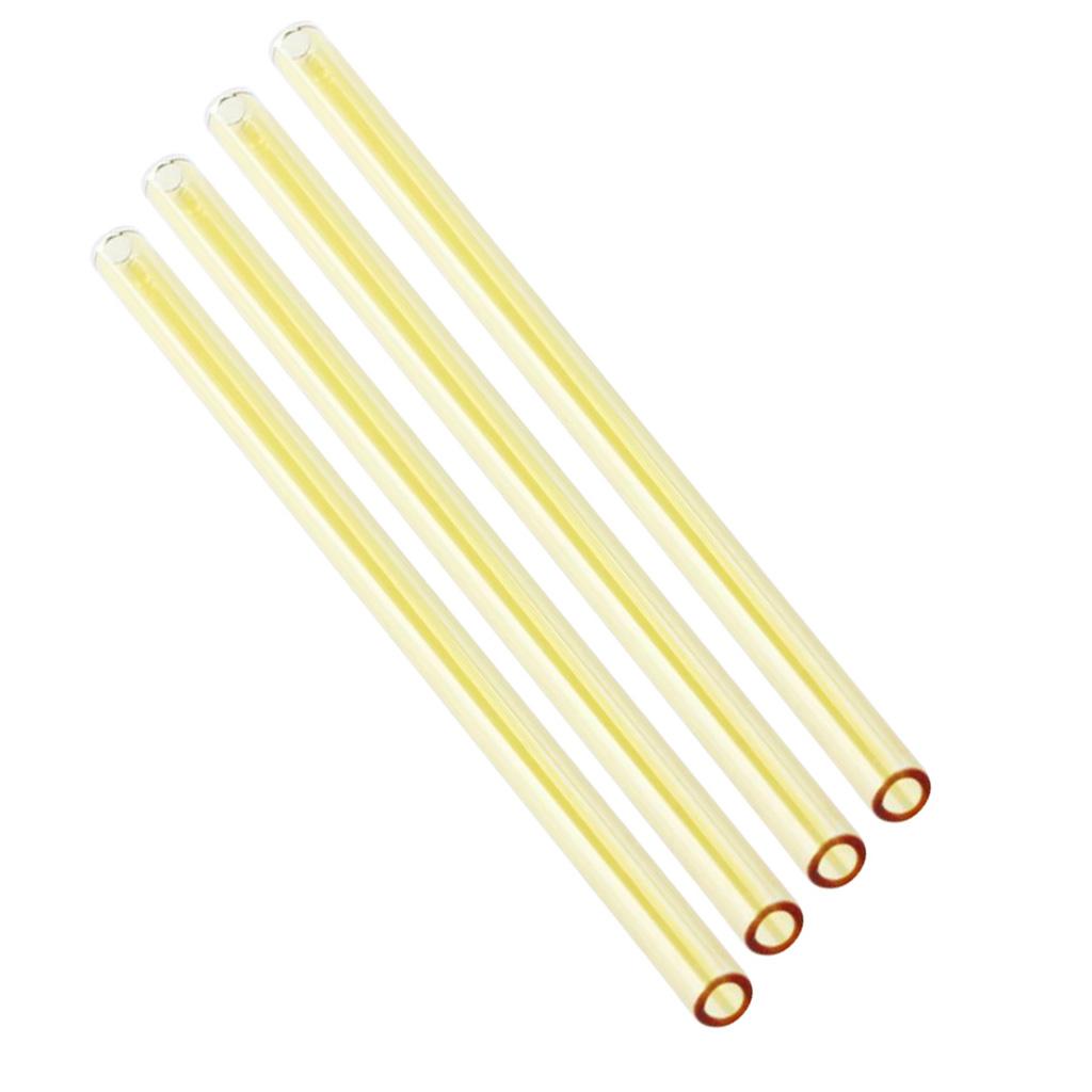 4x Eco friendly Straight Glass Drinking Straws with Clean Brush Yellow