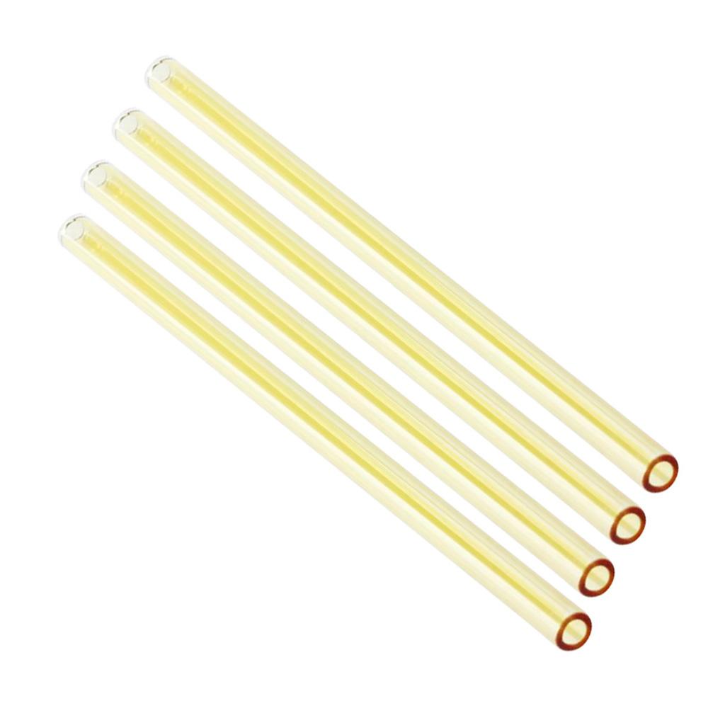 4x Eco friendly Straight Glass Drinking Straws with Clean Brush Yellow