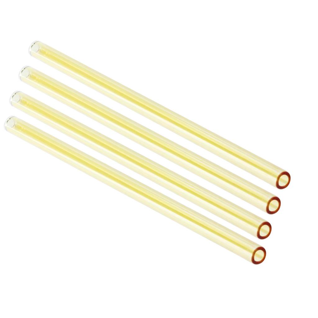 4x Eco friendly Straight Glass Drinking Straws with Clean Brush Yellow