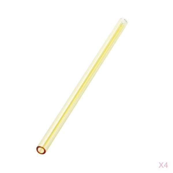 4x Eco friendly Straight Glass Drinking Straws with Clean Brush Yellow