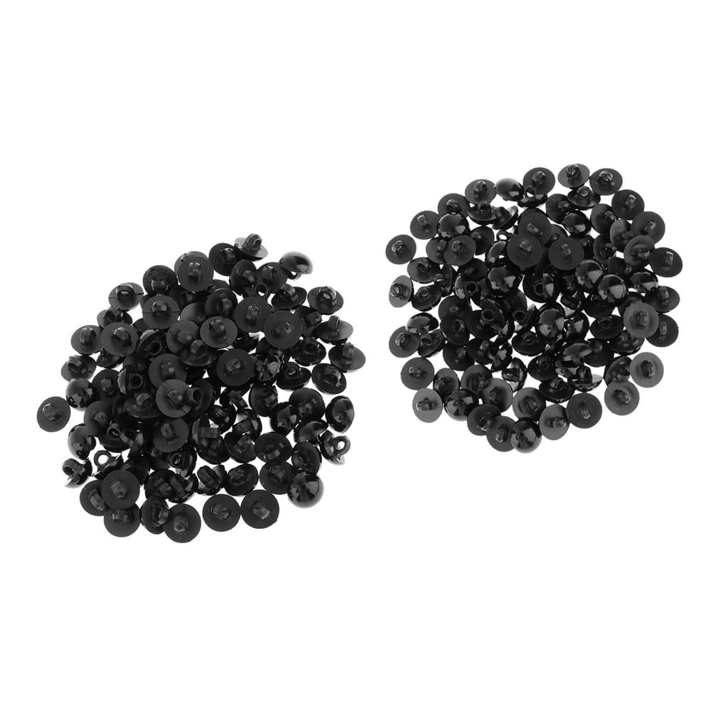 200Pcs Mushroom Button Sewing Animal Eyes Doll DIY Craft Black 12mm 15mm