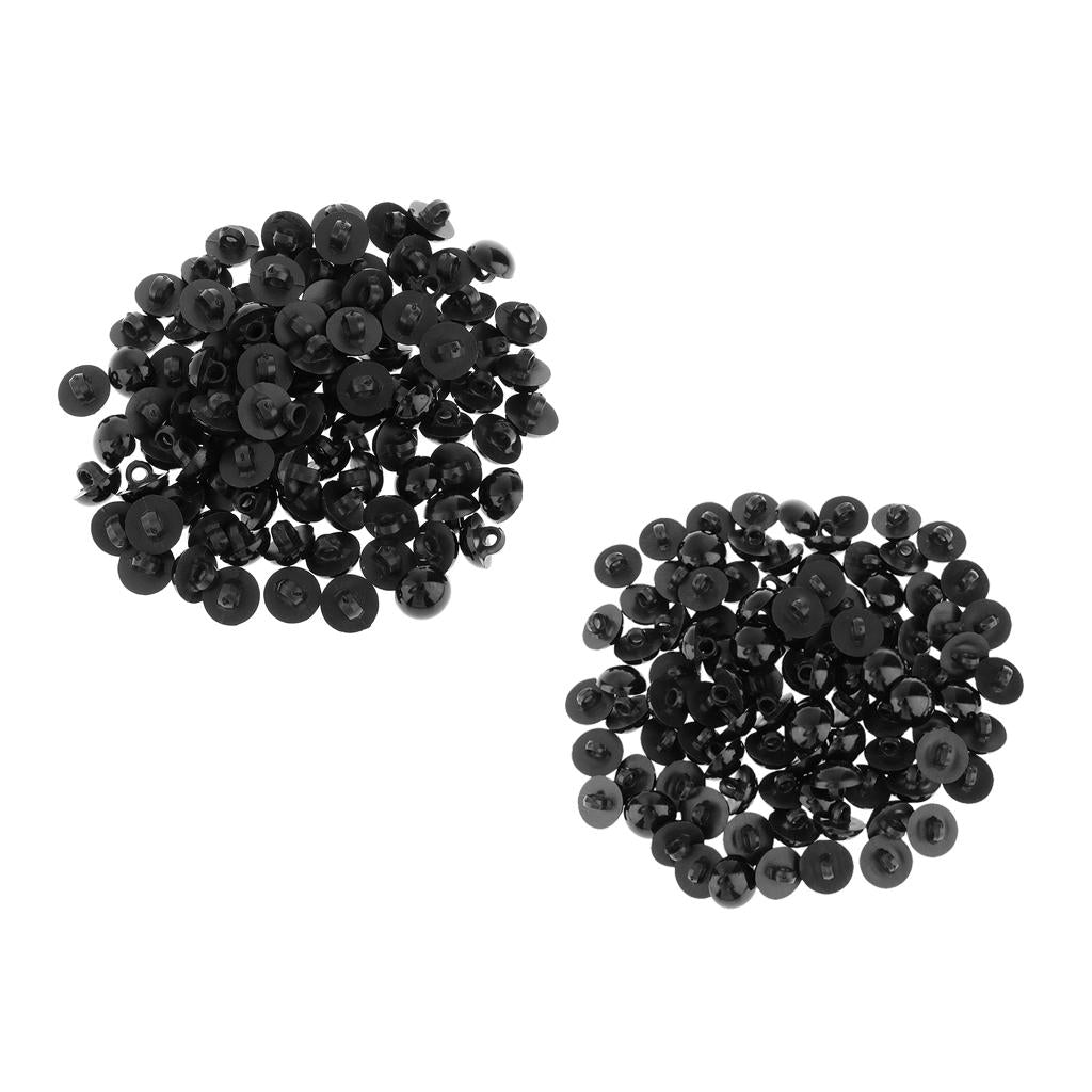 200Pcs Mushroom Button Sewing Animal Eyes Doll DIY Craft Black 12mm 15mm