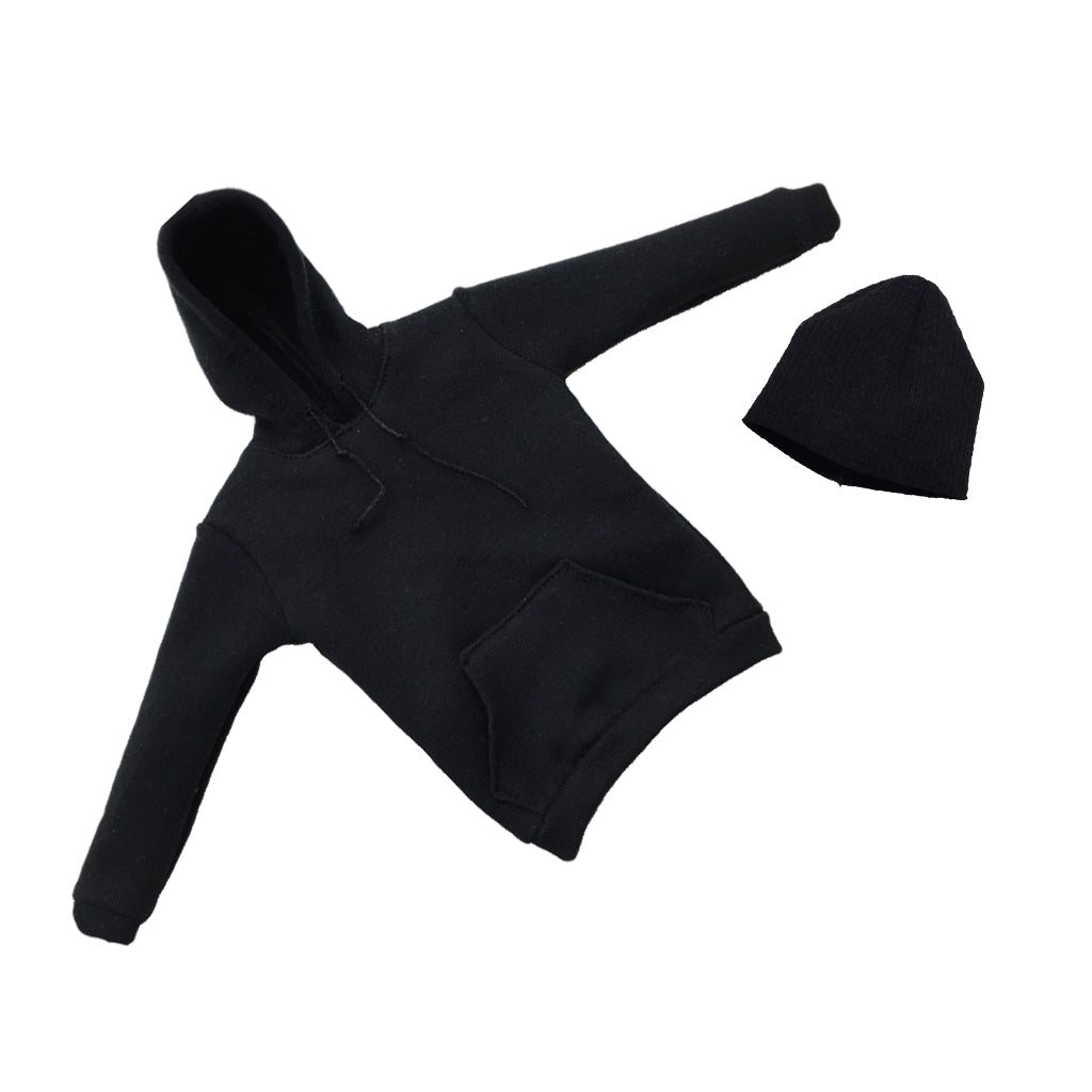 1/6 Scale Men's Black Cap & Hoodie Clothes for 12'' Male Figure Accessories