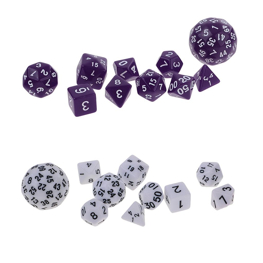 20pcs Digital Dices Multi-sided Dice Set for RPG Playing Game Purple & White