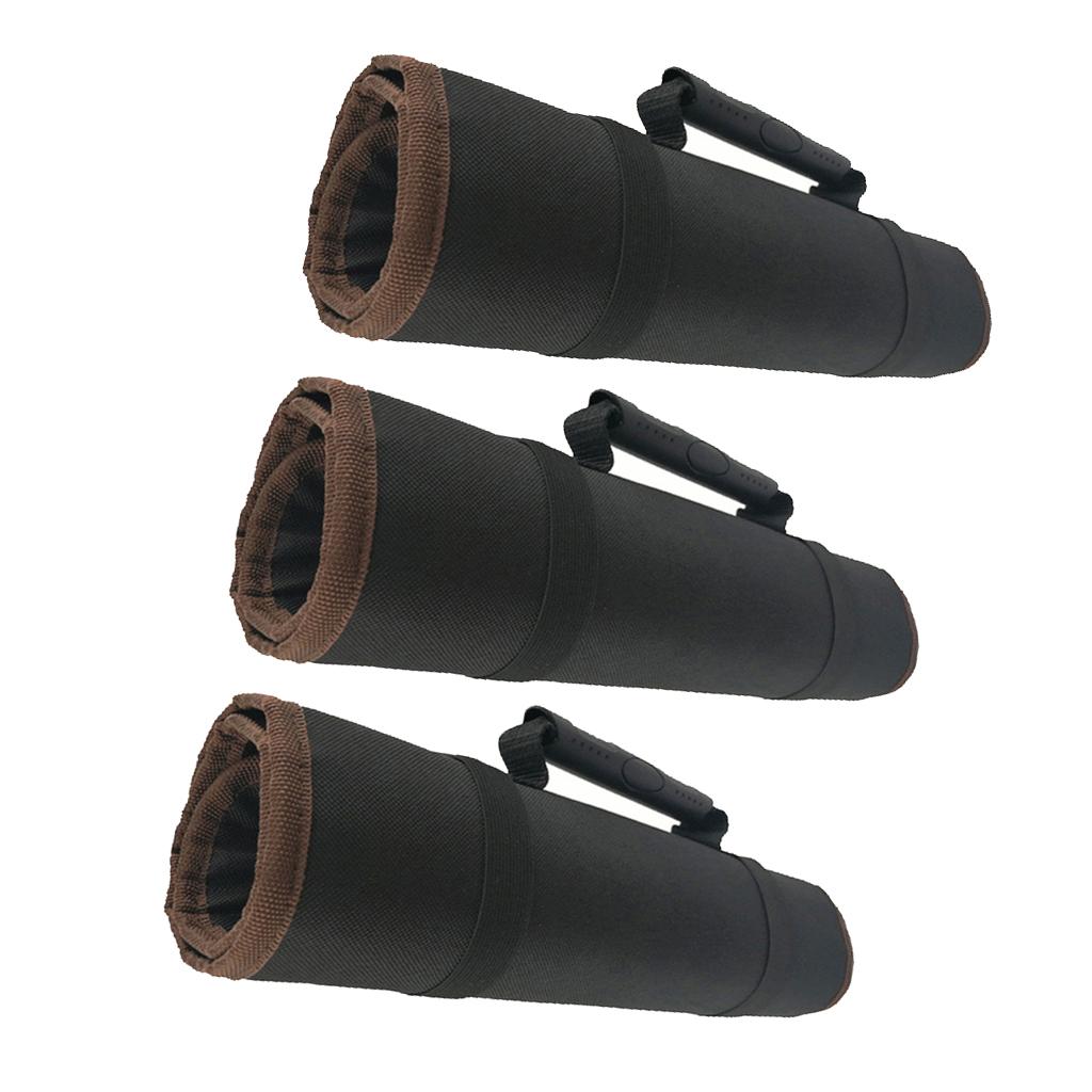 3 Pieces Multi Pockets Electrical Tool Bag Folding Tool Roll Wrap Storage