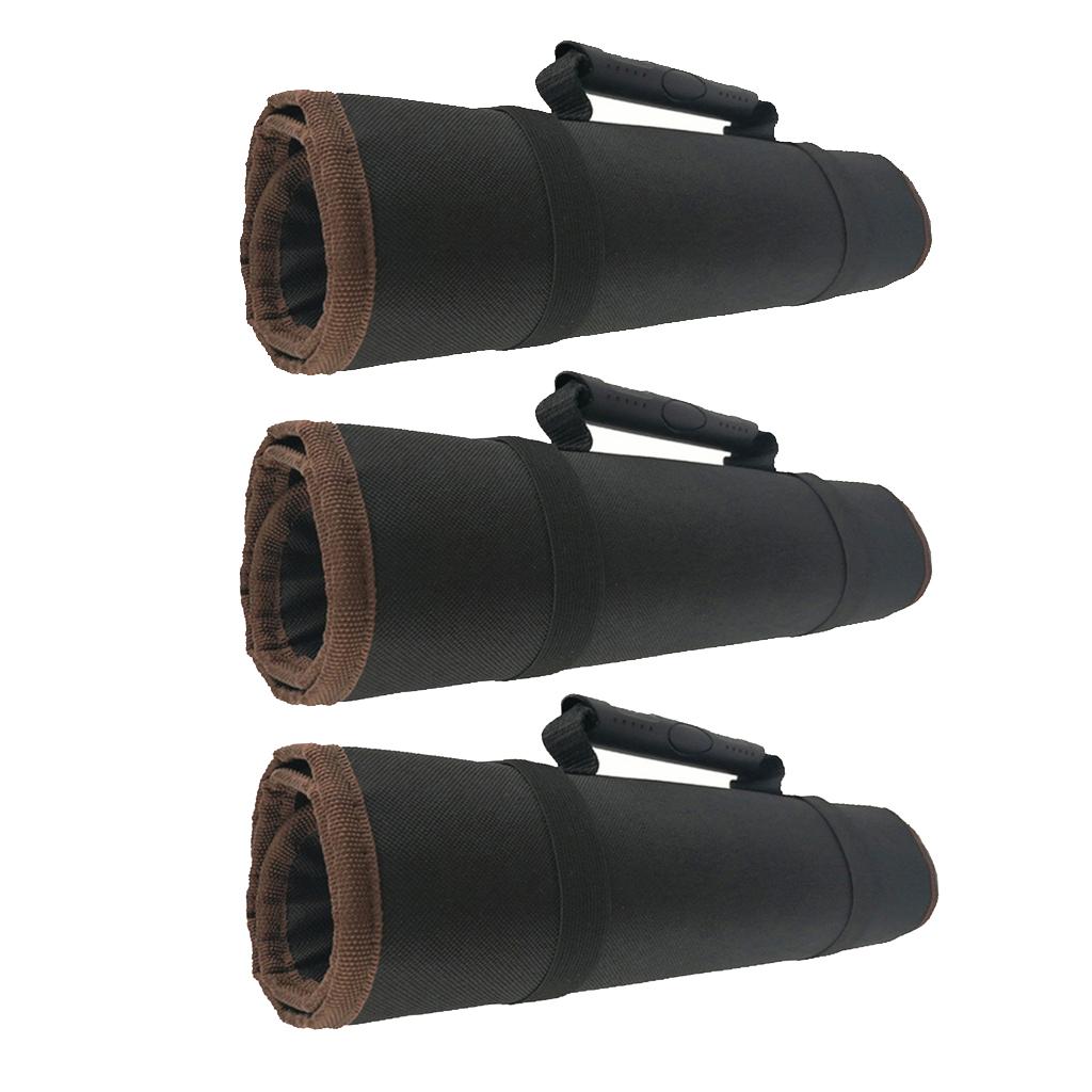 3 Pieces Multi Pockets Electrical Tool Bag Folding Tool Roll Wrap Storage