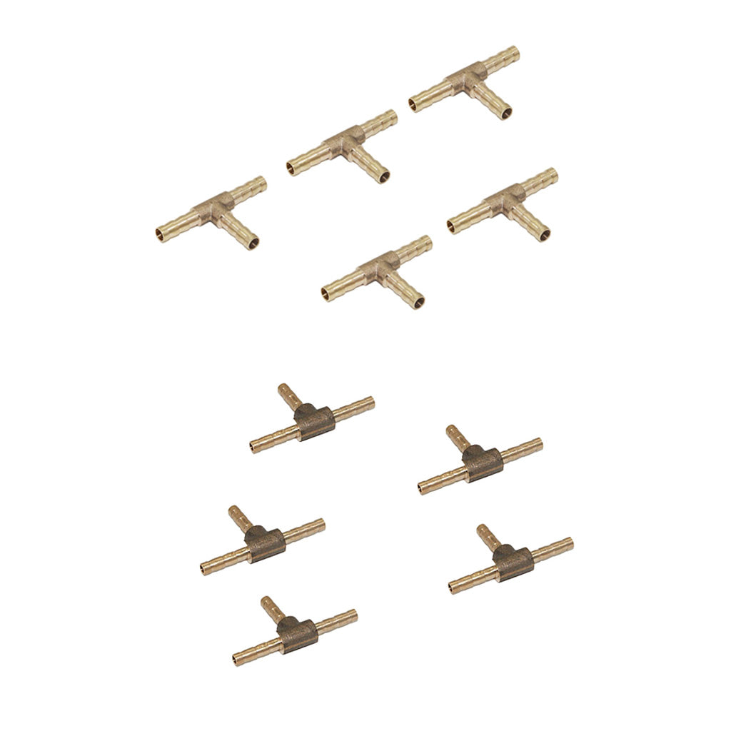 10pcs Brass T Type Joiner Fuel Hose Joiner Tee Connector Air Water Gas