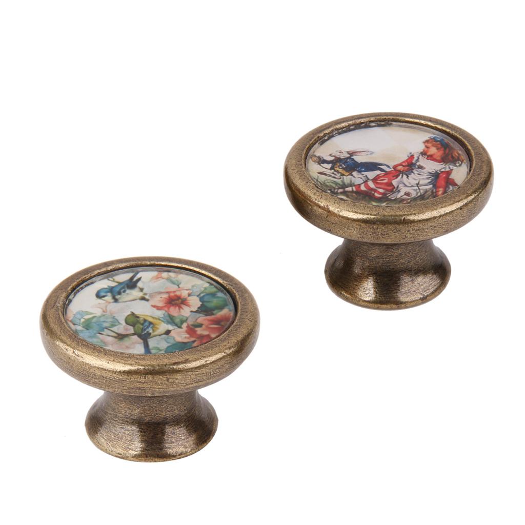 2x Vintage Metal Cabinet Door Cupboard Drawer Dresser Pulls Handle Knob