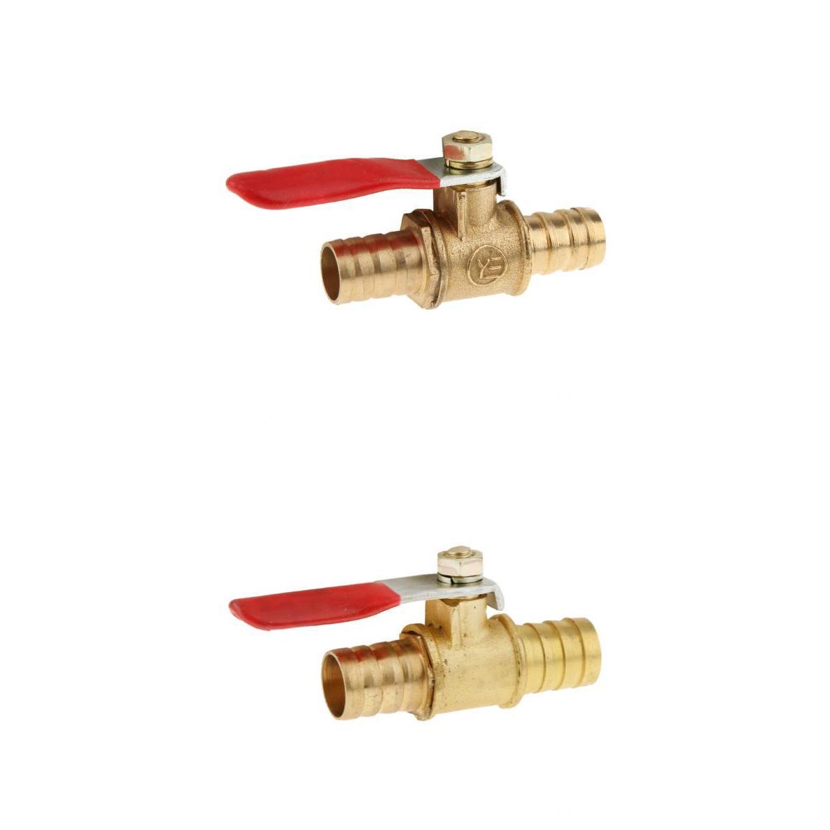 2Pcs 1/4'' Brass Ball Valve Shut-Off Drain Cock Fluid Full Port Red Handle