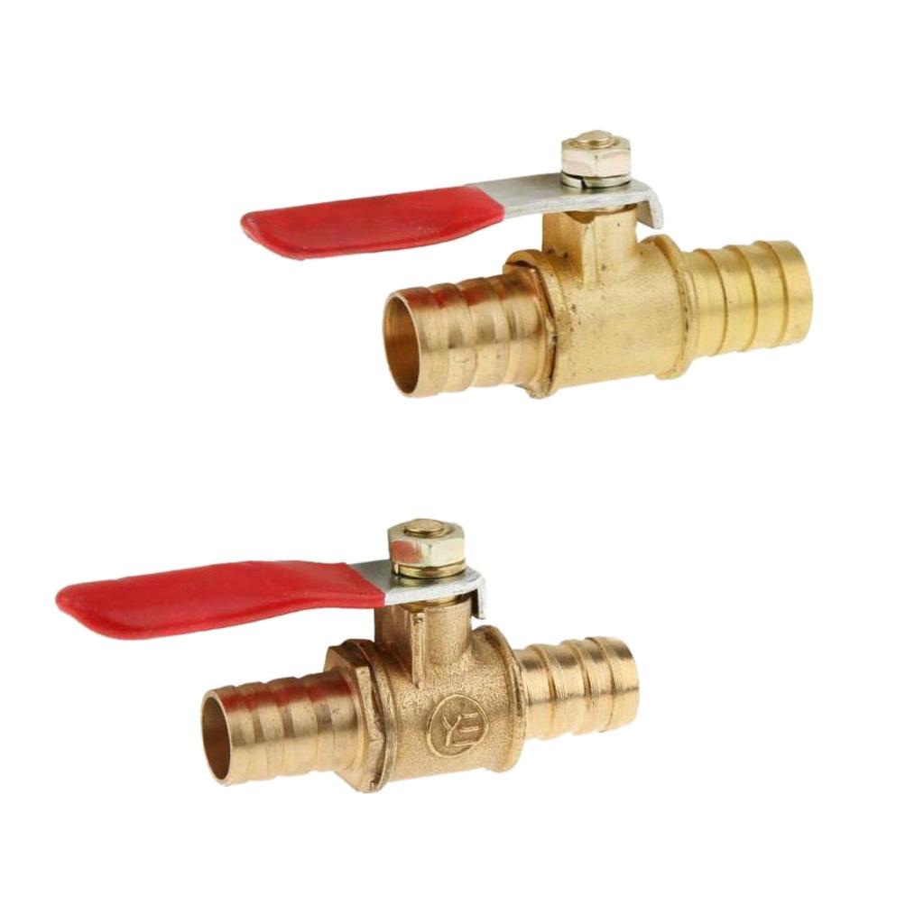 2Pcs 1/4'' Brass Ball Valve Shut-Off Drain Cock Fluid Full Port Red Handle
