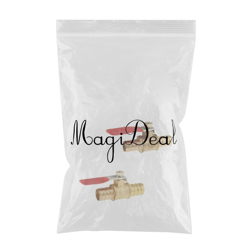 2Pcs 1/4'' Brass Ball Valve Shut-Off Drain Cock Fluid Full Port Red Handle