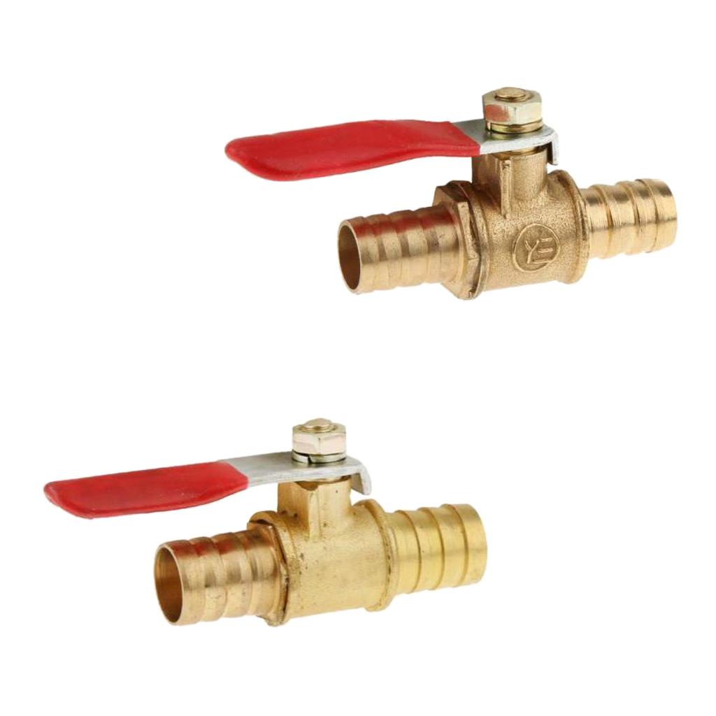 2Pcs 1/4'' Brass Ball Valve Shut-Off Drain Cock Fluid Full Port Red Handle