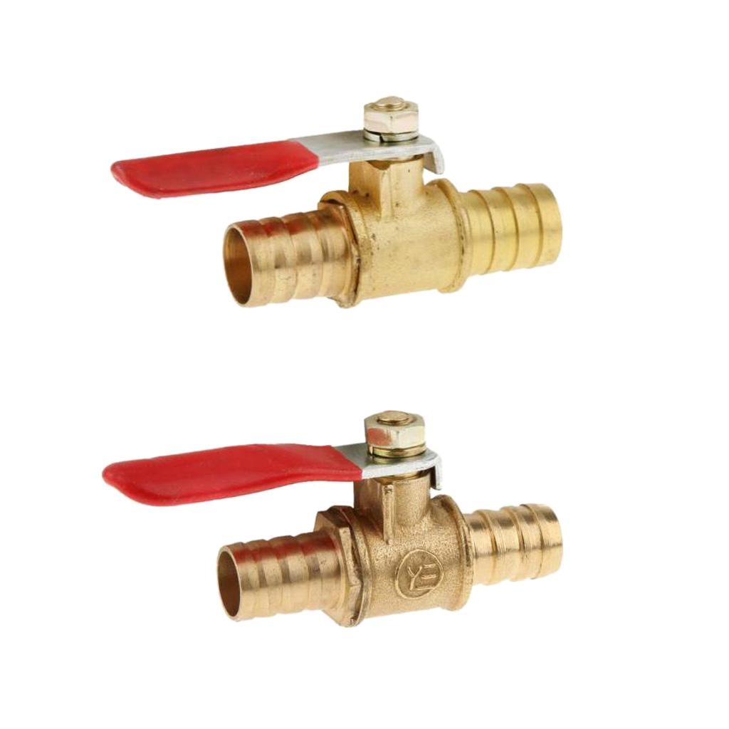 2Pcs 1/4'' Brass Ball Valve Shut-Off Drain Cock Fluid Full Port Red Handle