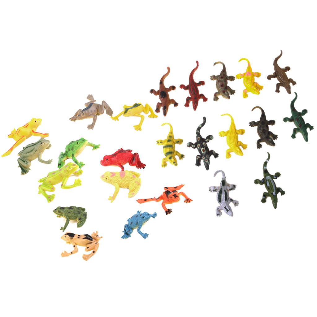24 Pack Crocodile Model Toys&Frog Figures Toys Lifelike Animals Model Toys