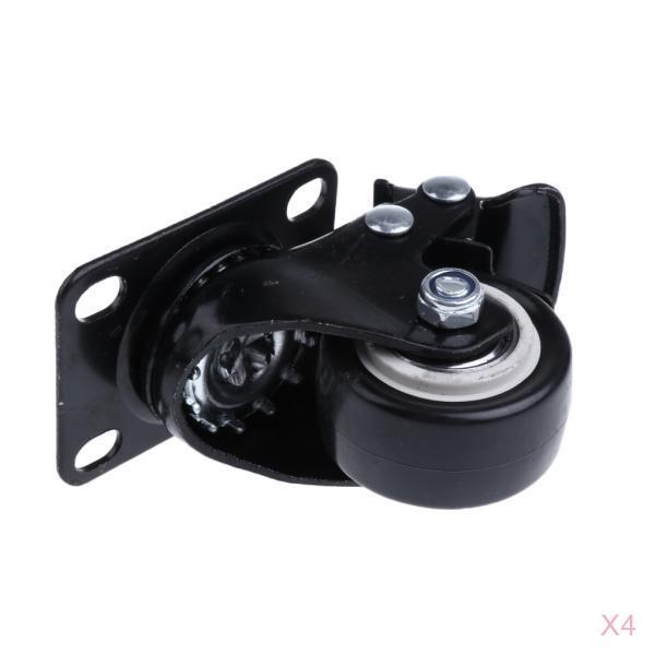 4 Pcs 1.5'' Swivel Caster PU Wheels with Brake Lock Universal Replacement