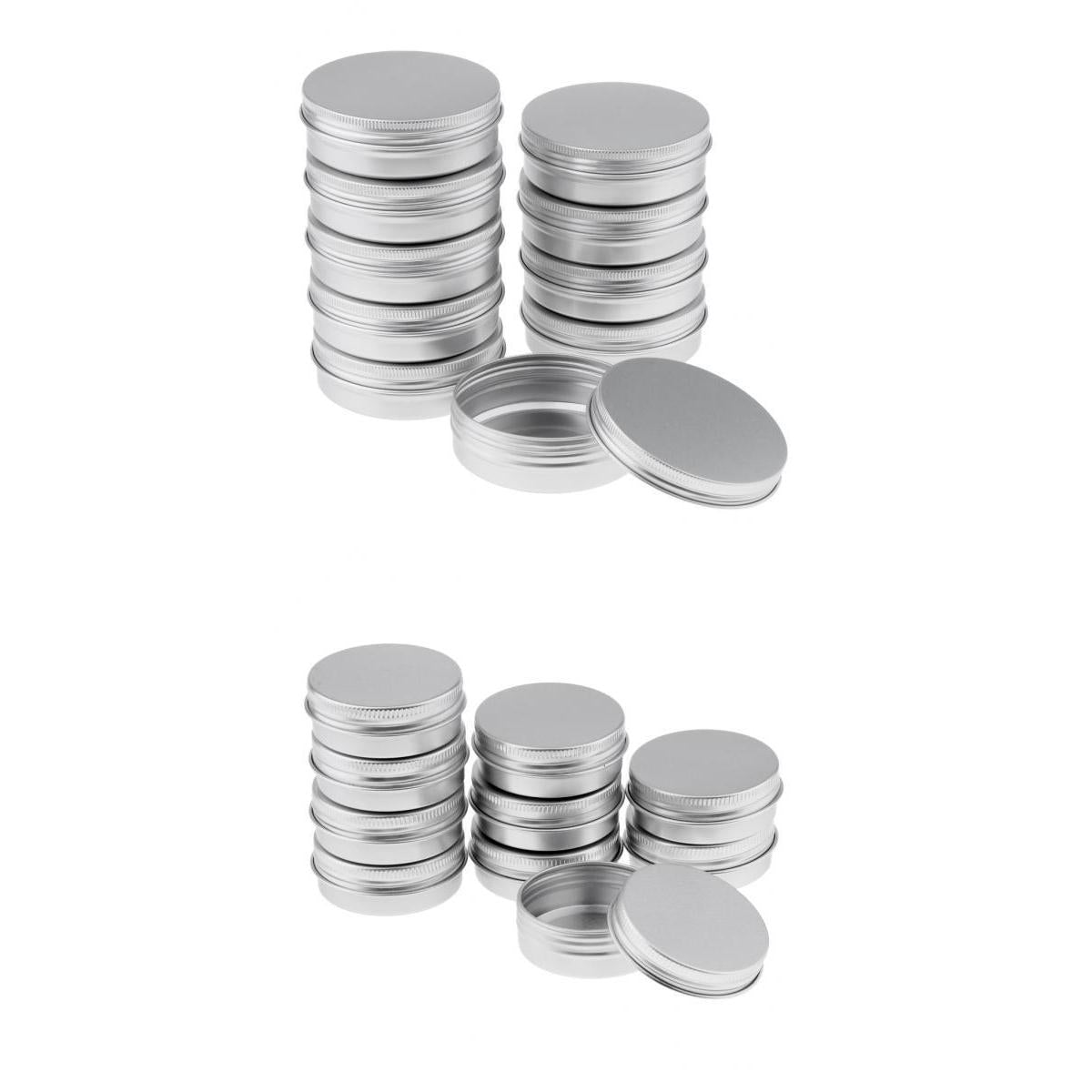 20 Empty Aluminum Tins Cans with Screw Lids Container Jar Top Round 30g,100g