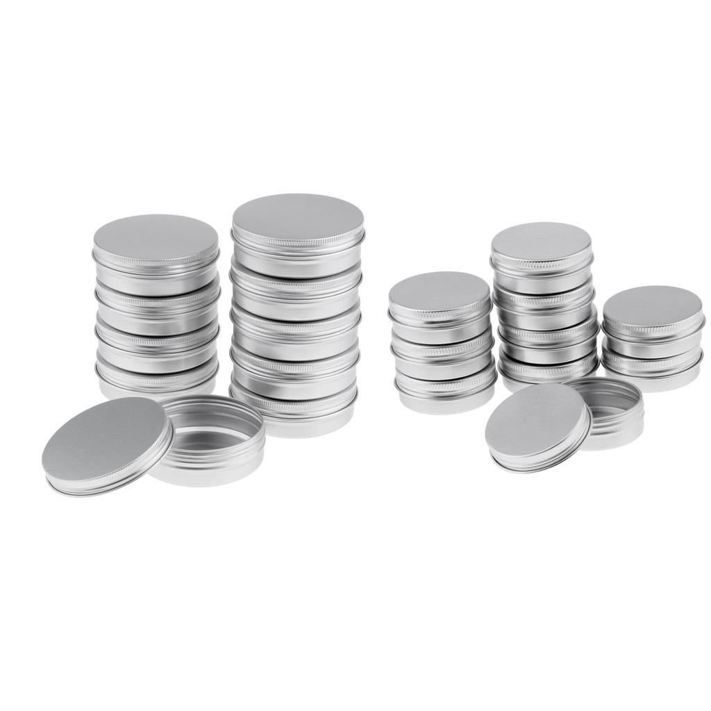 20 Empty Aluminum Tins Cans with Screw Lids Container Jar Top Round 30g,100g